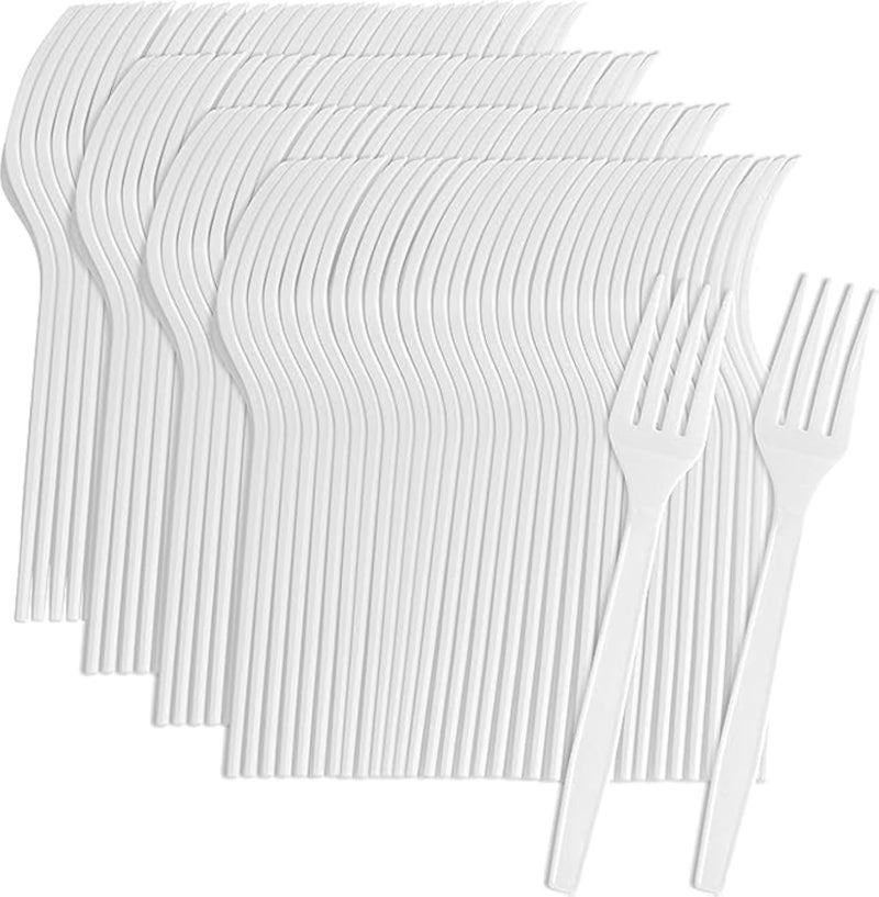 Disposable White Plastic Forks Great for everyday use or party, wedding, event, etc. (25 pices)